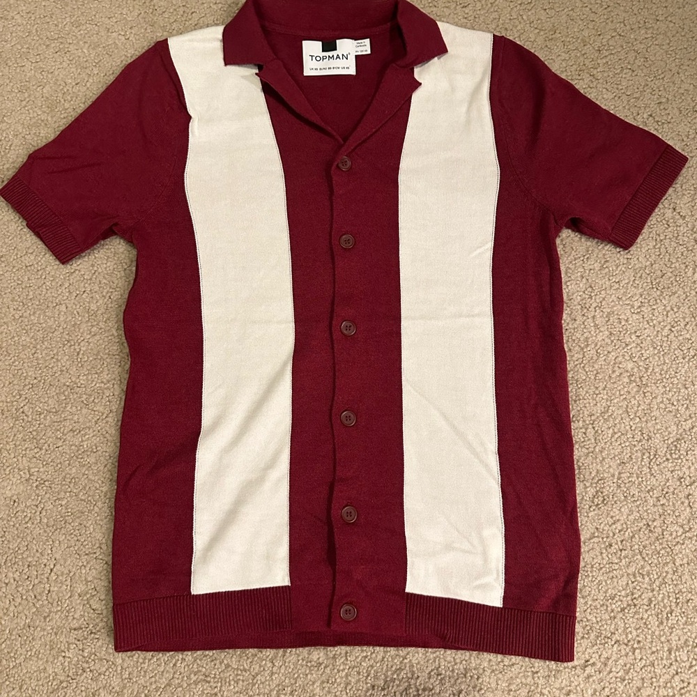 Topman Burgundy and White Casual Shirt